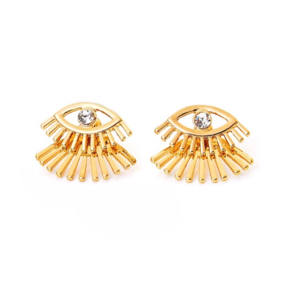 Eye & Eyelash double back stud earrings - Picture 6 of 8